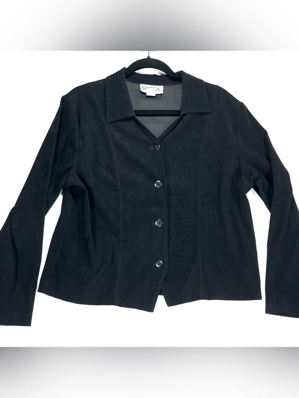 Vintage Black Velvet Button-Front Top by BRIGGS Size Large Petite Whimsigoth